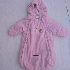 4/$25 Baby Dove Baby Girl Bunting Double Zip Close Hooded Snow Suit Sz 0-3M